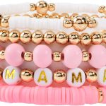 GOOJIDS Surfer Heishi Clay Bead Bracelets for Women Bohemian Stackable Evil Eye Vinyl Disc Beaded Stretch Bracelets Elastic Layering Friendship Bracelets Boho Jewelry